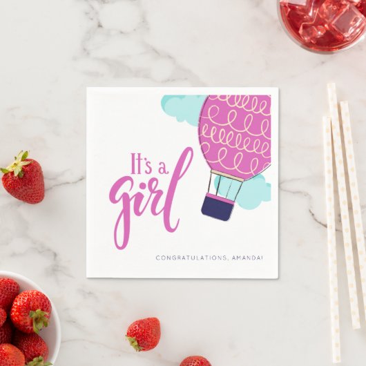 Serviette En Papier C'est un Baby shower à bulle à air chaud rose Girl (En situation)