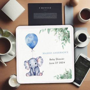 Serviette En Papier C'est un Baby shower bleu éléphant garçon