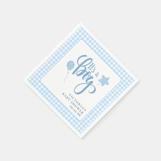 Serviette En Papier C'est un Baby shower Boy Blue Simple Script (Coin)