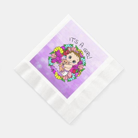 Serviette En Papier C'est un Baby shower de fille pourpre (Coin)