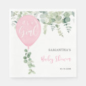 Serviette En Papier C'est un ballon rose fille baby shower verdure (Devant)