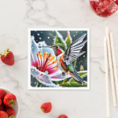 Serviette En Papier C'est un bel oiseau-colibri d'hibiscus givré b (En situation)