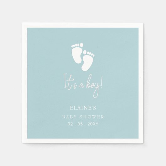 Serviette En Papier C'est un Garçon Baby Feet Blue Boy Baby shower (Devant)