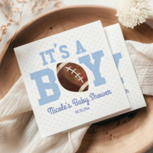 Serviette En Papier C'est un garçon ! Baby shower de football bleu