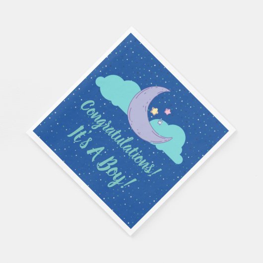 Serviette En Papier C'est un garçon ! Baby shower Félicitations servie (Coin)