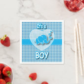 Serviette En Papier C'est un garçon, bleu & blanc avec un éléphant de  (En situation)