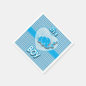 Serviette En Papier C'est un garçon, bleu & blanc avec un éléphant de  (Coin)