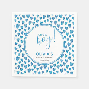 Serviette En Papier C'est un garçon Cœur Fête de Naissance Bleu