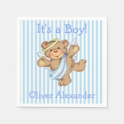 Serviette En Papier C'est un garçon Custom Teddy Bear Angel (Devant)