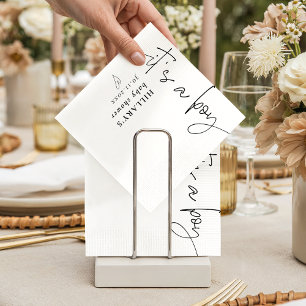 Serviette En Papier C'est un garçon Élégante Calligraphie Baby Shower