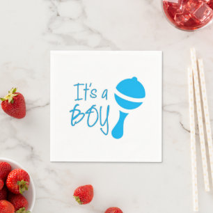 Serviette En Papier C'est un garçon Genre révéler Baby shower Bleu