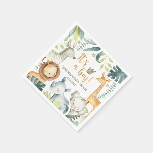 Serviette En Papier C'est un garçon Giraffe sauvage Zebra Elephant Bab (Coin)