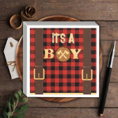 Serviette En Papier C'est un garçon Rustic Lumberjack Flannel Baby sho