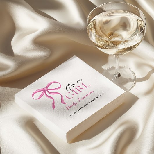 Serviette En Papier C'est un Ruban Rose Fille