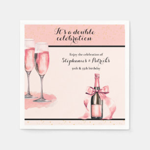 Serviette En Papier C'est une double célébration Champagne rose Annive