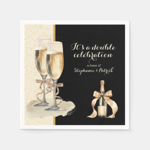 Serviette En Papier C'est une double fête de Champagne d'or