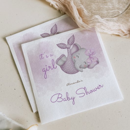Serviette En Papier C'est une douche pour bébé fille éléphant
