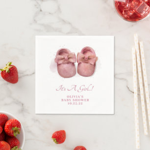 Serviette En Papier C'est une fille Aquarelle Bébé Chaussures Mignonne