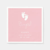 C'est une fille Baby Footprint Baby shower rose mi