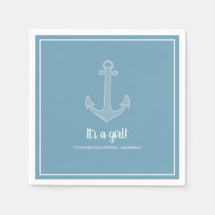 Serviette En Papier C'est une fille Baby shower bleu marine serviettes