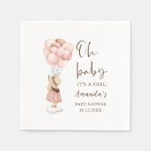 Serviette En Papier C'est une fille Baby shower d'aquarelle volante (Devant)