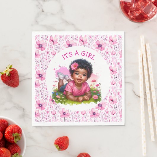 Serviette En Papier C'est une fille | Baby Shower Floral pour Fille (En situation)