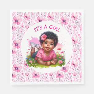 Serviette En Papier C'est une fille    Baby Shower Floral pour Fille 