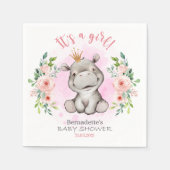 Serviette En Papier C'est une fille Baby shower Hippo serviettes (Devant)