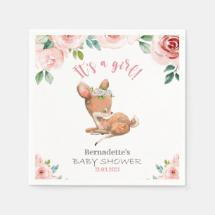 Serviette En Papier C'est une fille ! Cute Baby shower Faune