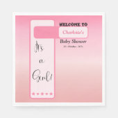 Serviette En Papier C'est une fille ! Dégradé rose Fête de bébé mignon (Devant)