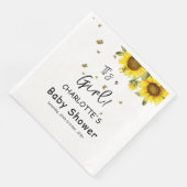 Serviette En Papier C'est une fille ! Fleurs de soleil et papillons (Coin)