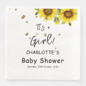 Serviette En Papier C'est une fille ! Fleurs de soleil et papillons (Devant)