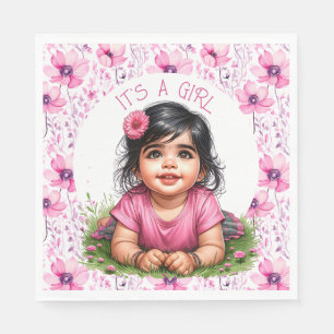 Serviette En Papier C'est une fille Le Baby shower de la fille rose