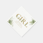 Serviette En Papier C'est Une Fille Verdure Lettre Dorée Baby Shower (Coin)