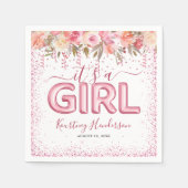 Serviette En Papier C'est une serviette de Baby shower rose Fleur rose (Devant)
