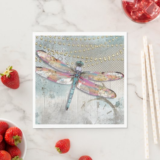 Serviette En Papier C'Est Votre Temps Dragonfly Napkin (En situation)