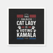 Serviette En Papier Cette dame au chat sans enfant vote Kamala 2024 (Devant)