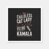 Serviette En Papier Cette dame aux chats sans enfants vote Kamala (Devant)