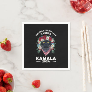 Serviette En Papier Cette dame de chats sans enfants vote Kamala 