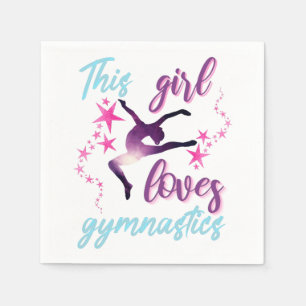 Serviette En Papier Cette Fille Aime La Gymnastique Étoiles Leap