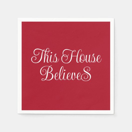 Serviette En Papier Cette Maison croit Noël rouge & blanc (Devant)