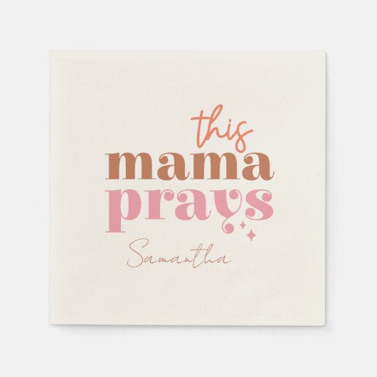 Serviette En Papier Cette Mama prie - Rustic Boho Design (Devant)