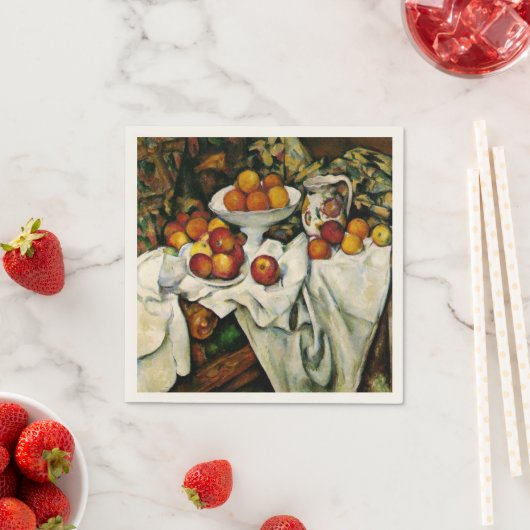 Serviette En Papier Cezanne - Pommes et Oranges (En situation)