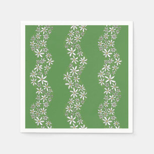 Serviette En Papier Chaîne de marguerite Fleur laide rayures blanc ver