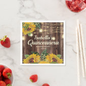 Serviette En Papier Chaîne de tournesol rustique Lumières Wood Quincea (En situation)