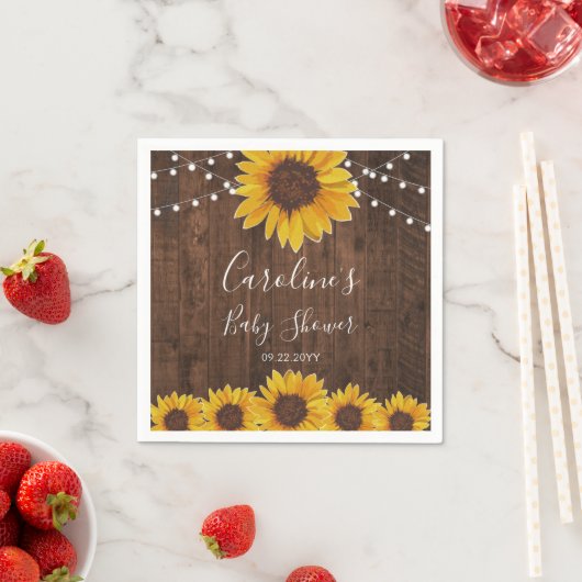 Serviette En Papier Chaîne de tournesols rustiques Lumières Baby showe (En situation)