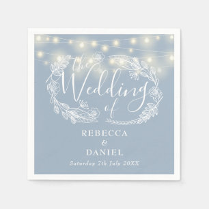Serviette En Papier Chaîne Lights Floral Dusty Mariage bleu