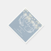 Serviette En Papier Chaîne Lights Floral Dusty Mariage bleu (Coin)
