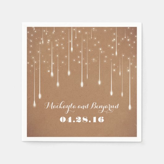 Serviette En Papier Chaîne Lumières Mariage moderne (Devant)