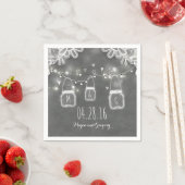 Serviette En Papier Chaîne Lumières Mason Jar et Lace Rustique Mariage (En situation)